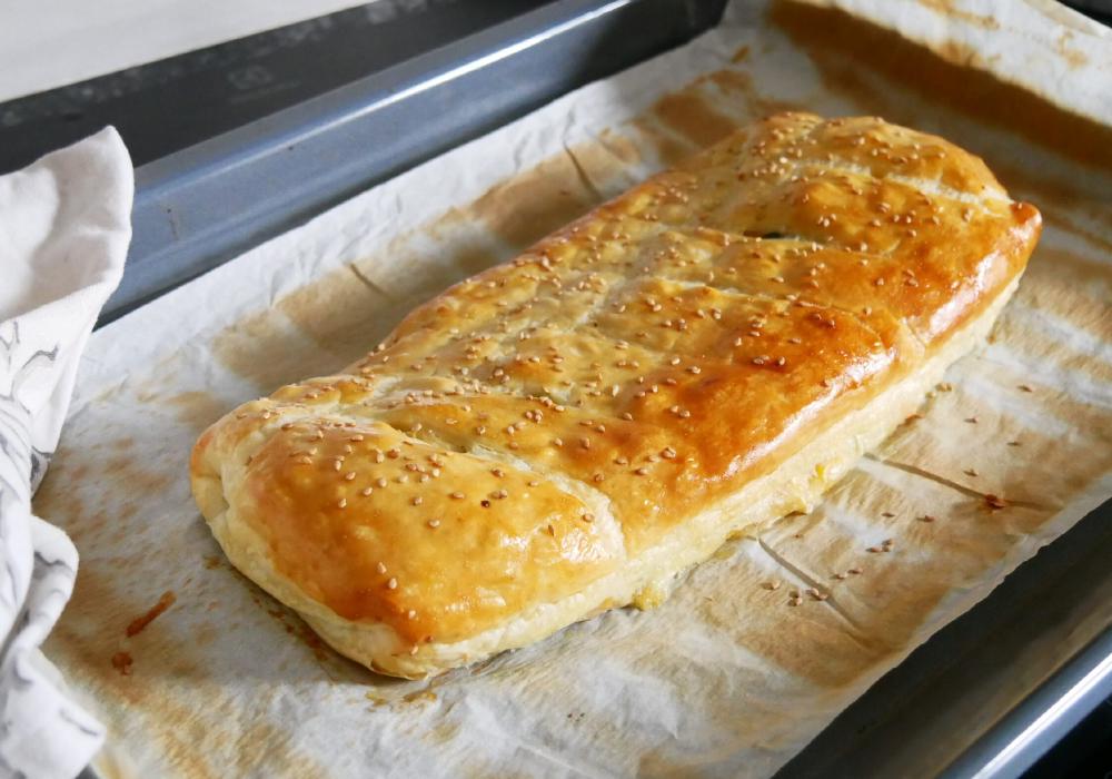Strudel de frango com mistura de legumes